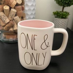 Rae Dunn ONE & ONLY Pearl mug gold letters pink